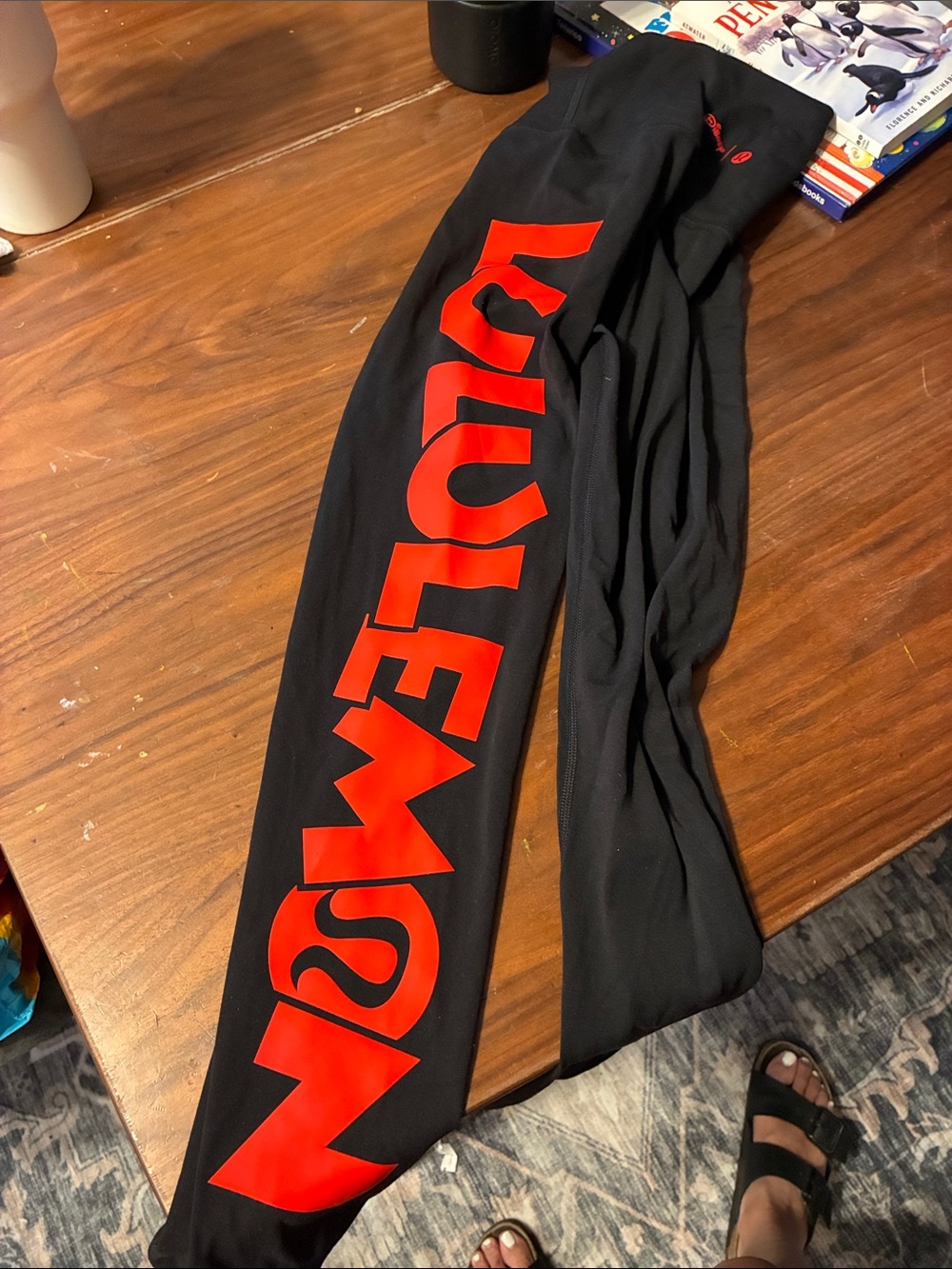 lululemon athletica Black Leggings with Red Logo